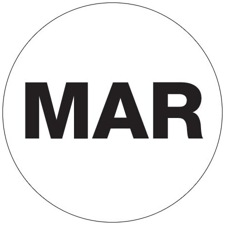 Bsc Preferred 2'' Circle - ''MAR'' White Months of the Year Labels BUY00019827